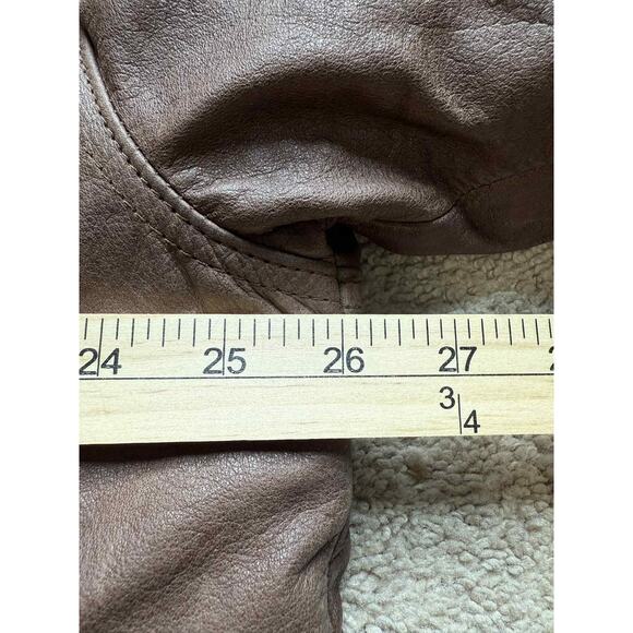 Vintage Phase 3 Genuine Leather Snap Button Oversized Jacket Brown Mens XL - Picture 14 of 15